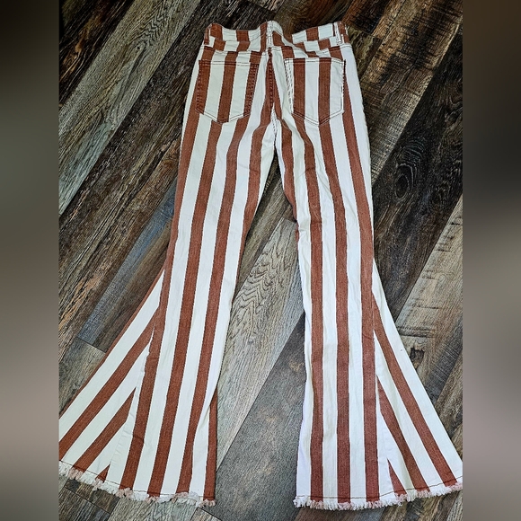 Saints & Hearts flare leg jeans, size medium, brown/copper & white stripes - Picture 2 of 5